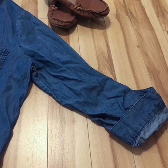 blue jeans button up waist tie dress or tunic - Picture 3 of 5